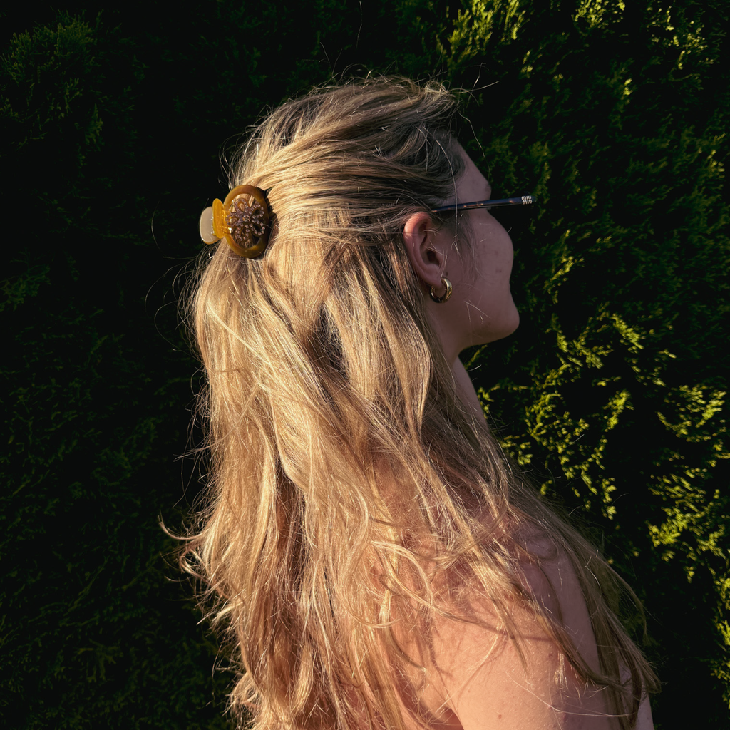 Chloe Flower Clip Brown